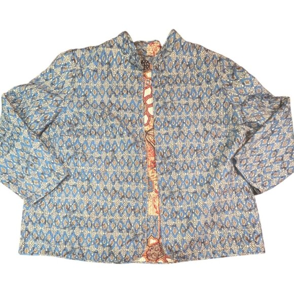 Reversible Quilted Jacket Abstract Print & Vibrant Patterns Cottage Core Boho - Picture 1 of 6